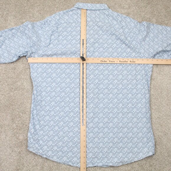 Cremieux‎ Flip Cuff Shirt Mens XL Blue Geometric Slim Fit Cotton L/S Button Down - Picture 10 of 13